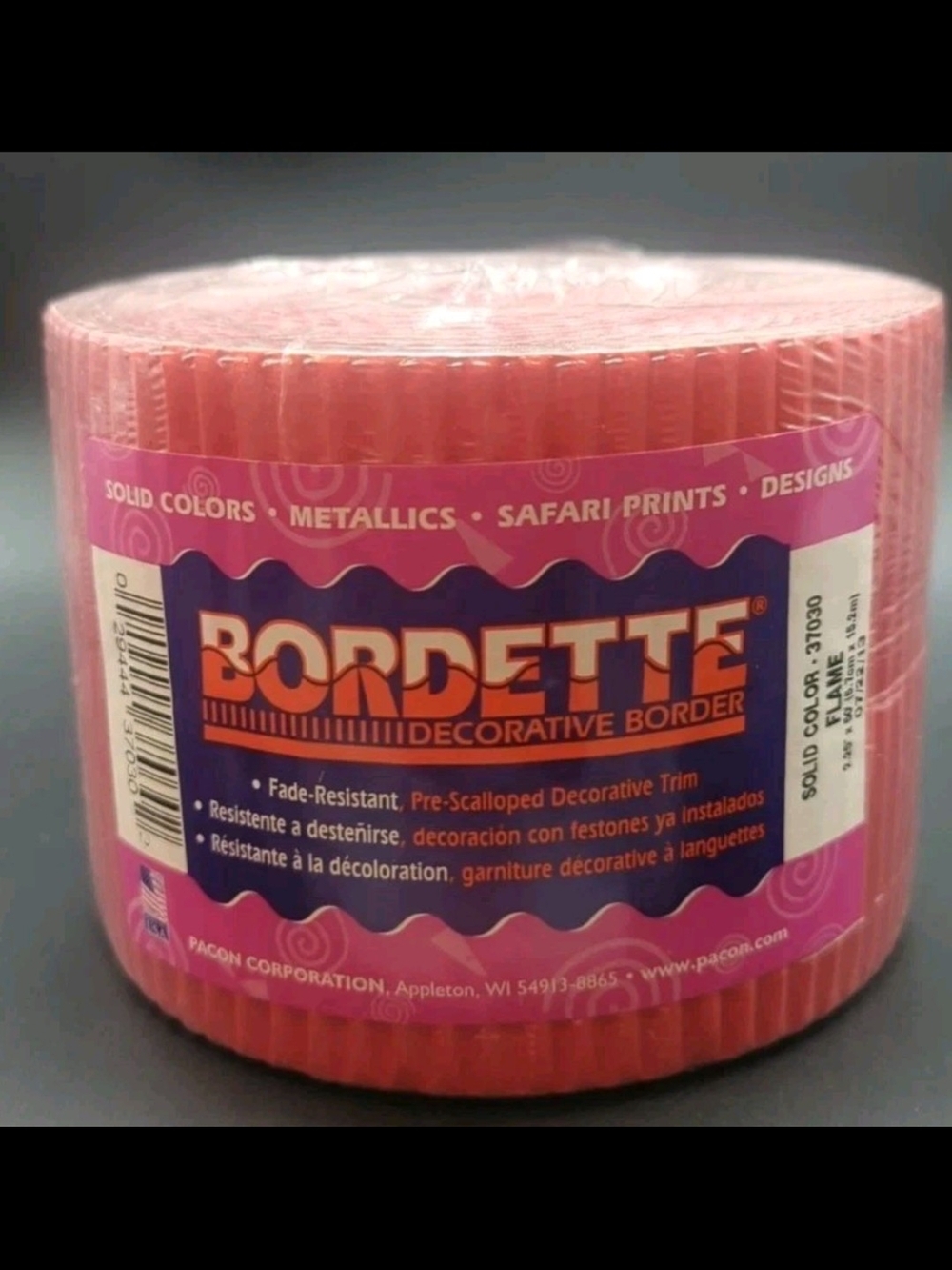 Pacon │ Bordette Decorative Border │ 2 1/4" x 50' │Roll Flame Red │ 37030